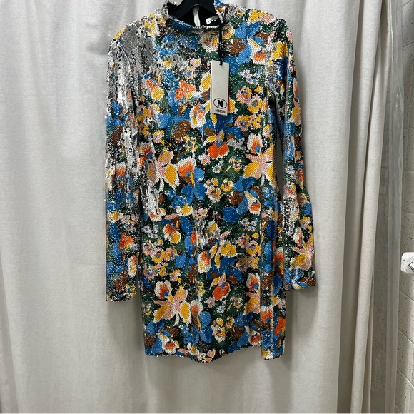 NWT - Missoni FLORAL-PRINT SEQUINED JERSEY MINI DRESS IN MULTICOLOR - 42 - Picture 2 of 16